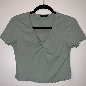 Ribbed Green Crop Top